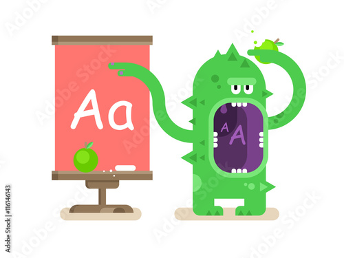 Cartoon monster teaches alphabet