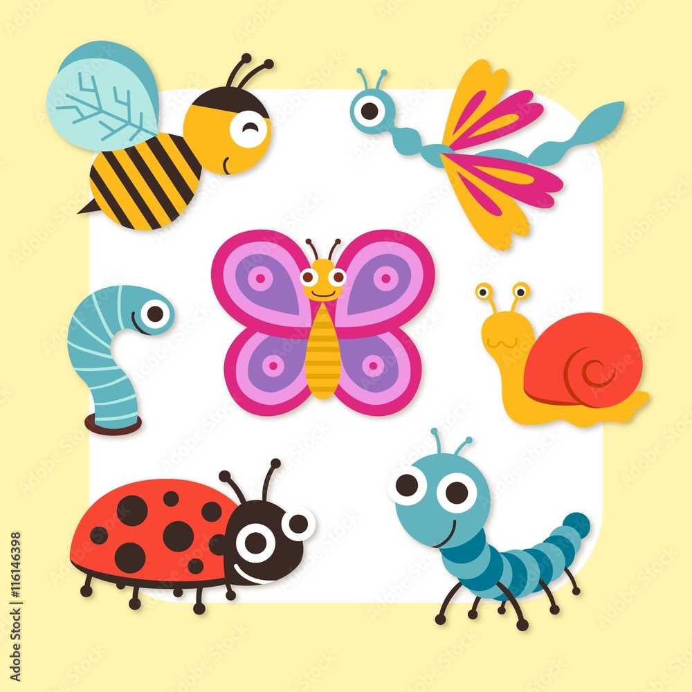 Cute cartoon insects Cute cartoon insects