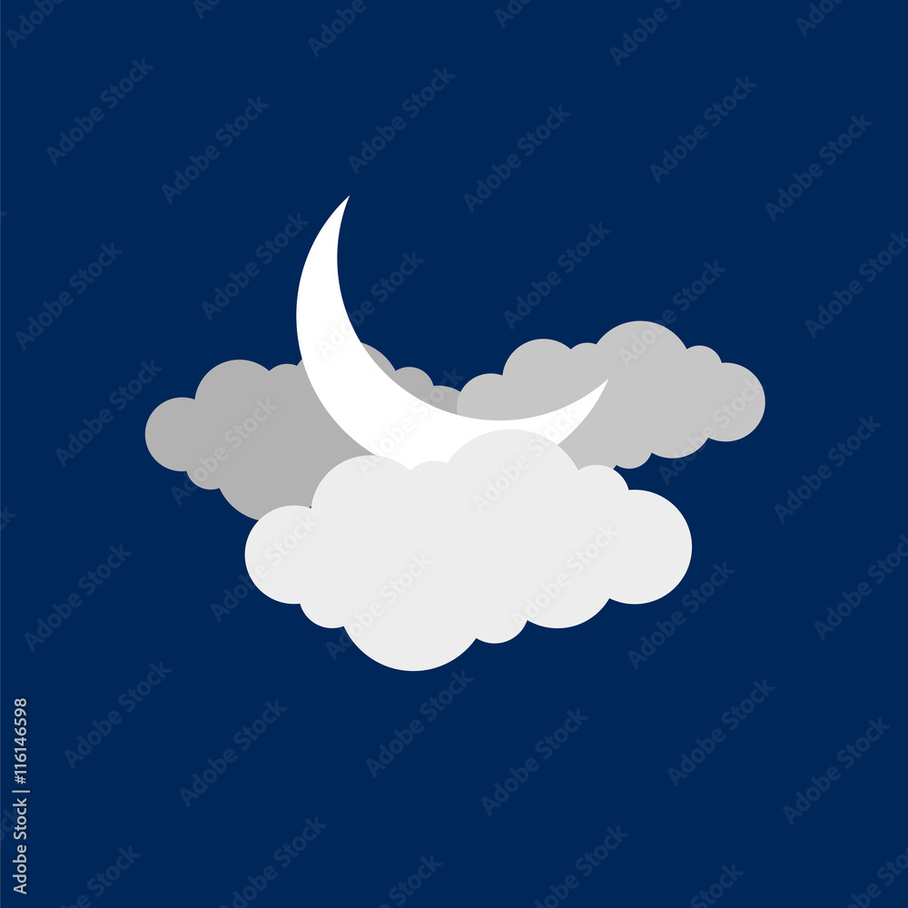 Mystical Night sky background with half moon, clouds and stars. Moonlight night. Vector illustration. Mystical Night sky background with half moon, clouds and stars. Moonlight night. Vector illustration.