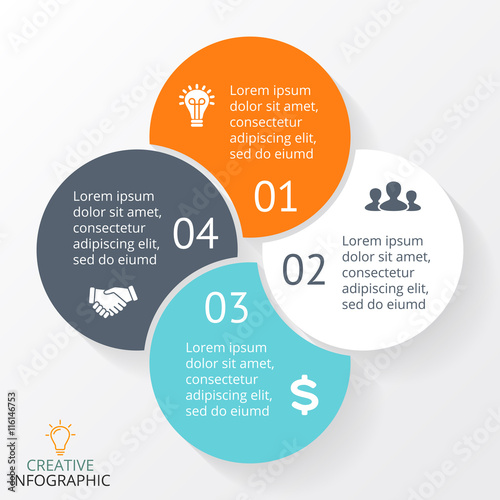 Vector circle arrows infographic, cycle diagram, graph, presentation chart. Business concept with 4 options, parts, steps, processes.