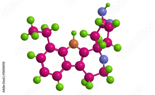 Molecular structure of Etodolac, 3D rendering