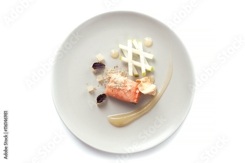 Molecular modern cuisine red fish