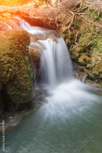 Beautiful little waterfall in the forest