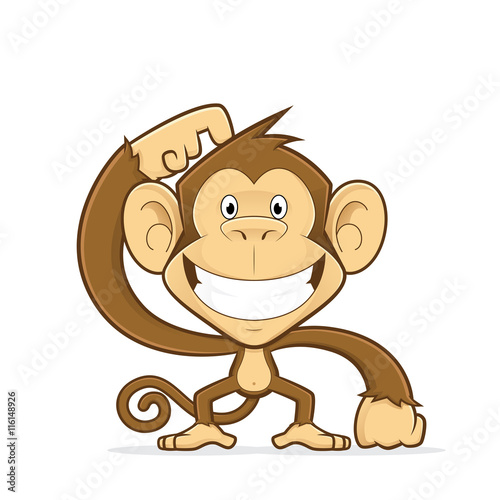 Smiling monkey scratching his head
