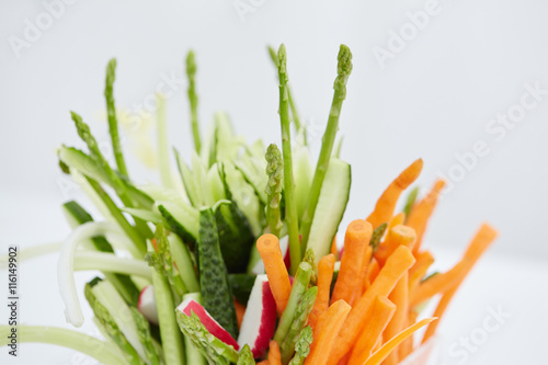 appetizer of fresh cucumbers  carrots  asparagus