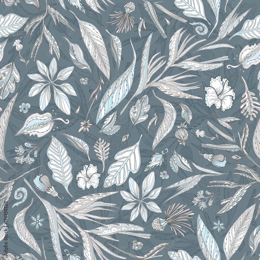 Fototapeta Pastel and Indigo Floral Texture