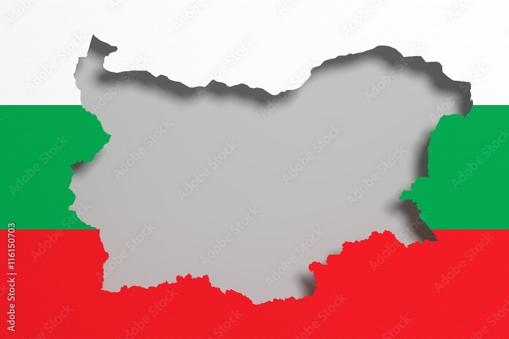 Silhouette of  Bulgaria map with flag