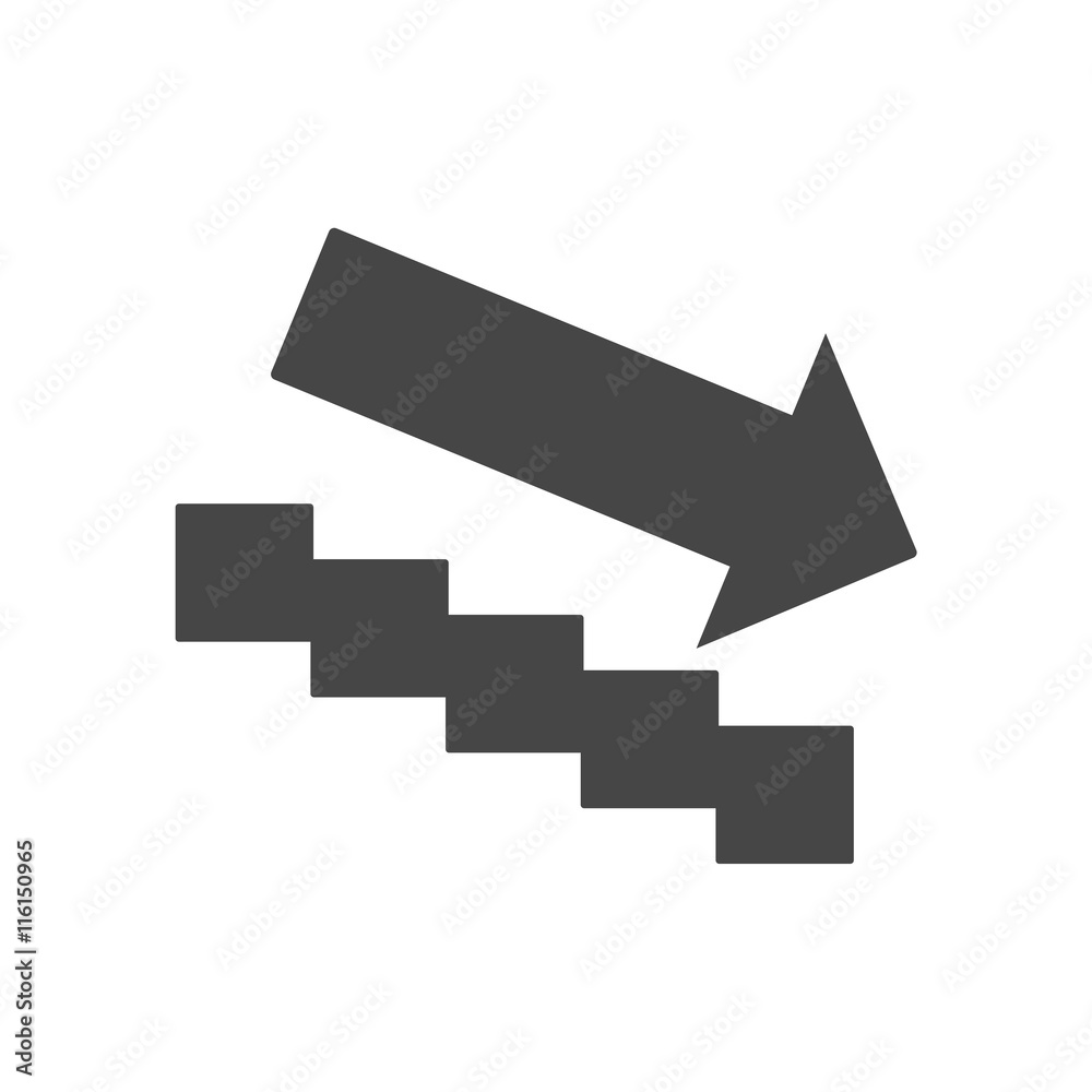 Stairs down vector simple icon, Downstairs icon Stairs down vector simple icon, Downstairs icon
