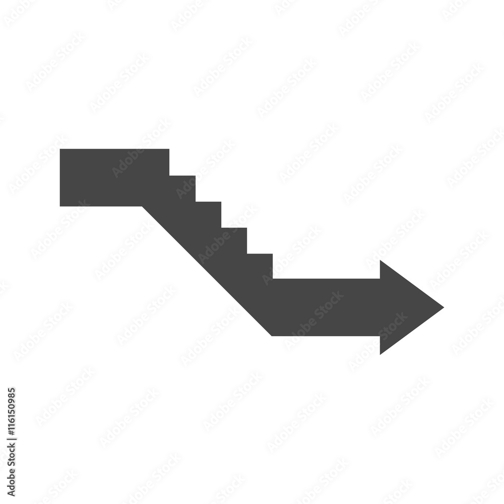 Stairs down vector simple icon, Downstairs icon Stairs down vector simple icon, Downstairs icon