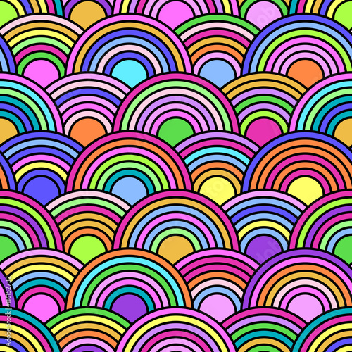 Abstract seamless pattern with colorful circles. Vector seamless texture for wallpapers, pattern fills, web page backgrounds