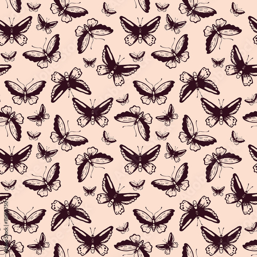 Seamless pattern with butterflies. Vector seamless texture for wallpapers, pattern fills, web page backgrounds © paw