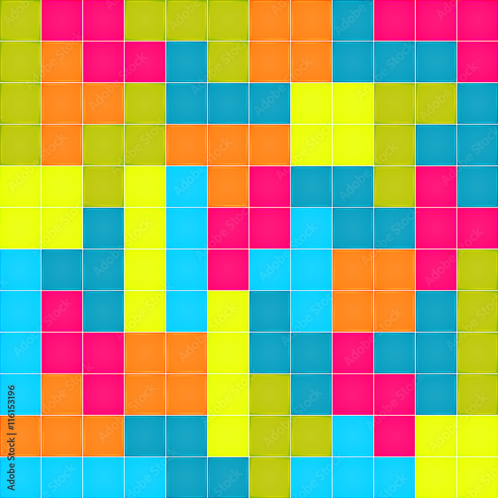 Seamless pattern with colorful blocks puzzle. Vector seamless texture for wallpapers, pattern fills, web page backgrounds