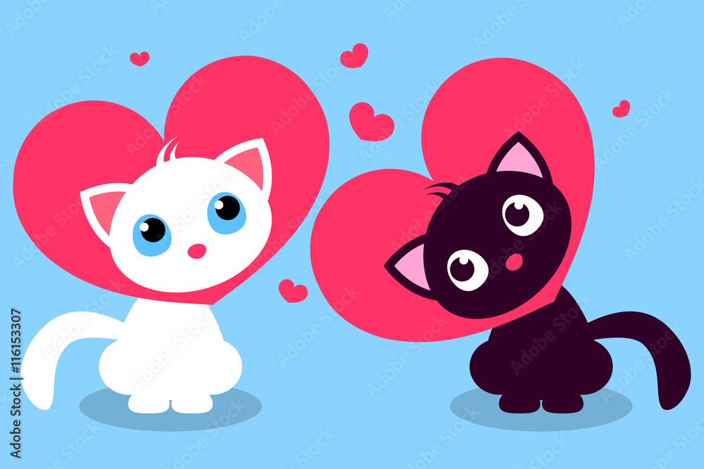 Two cute kittens in love
