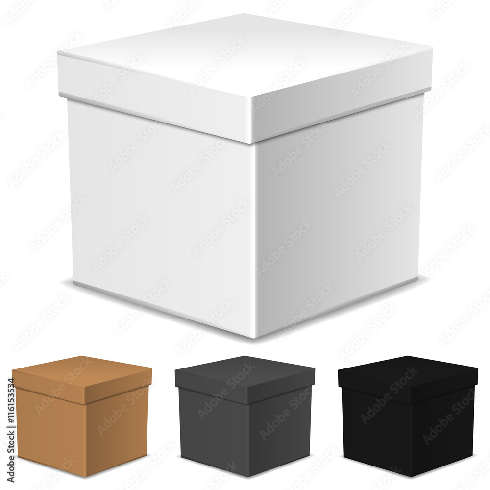 Set of four closed vector boxes isolated on white Set of four closed vector boxes isolated on white