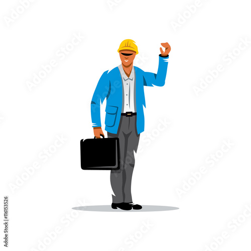 Vector Building Engineer Cartoon Illustration.