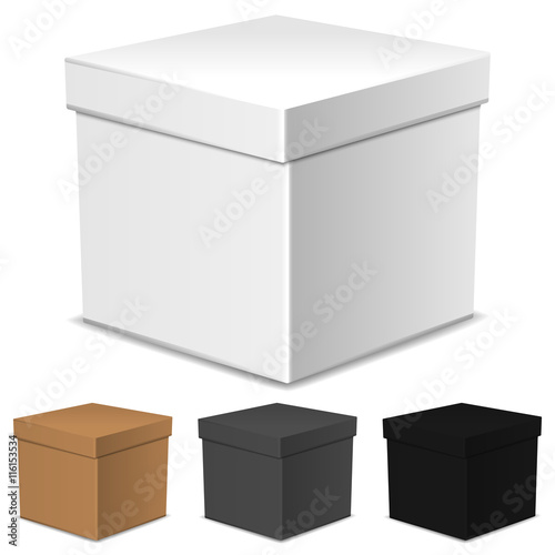 Set of four closed vector boxes isolated on white