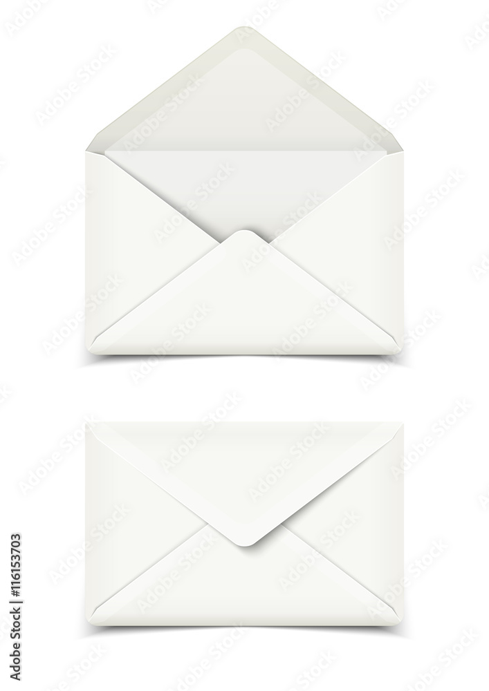 Two blank white vector envelopes isolated on white Two blank white vector envelopes isolated on white