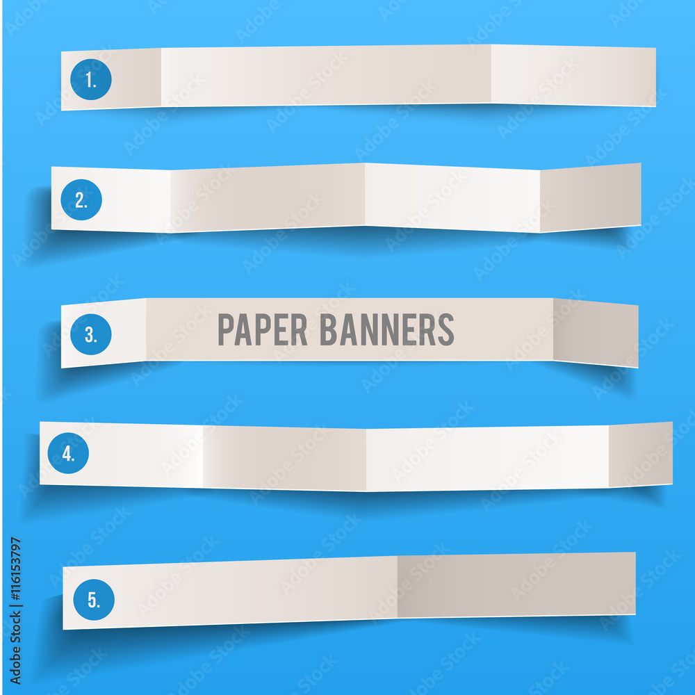 Set of white blank paper vector folded banners, vector illustration Set of white blank paper vector folded banners, vector illustration