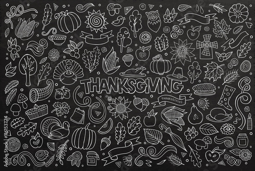 Chalkboard vector hand drawn Doodle cartoon set of objects