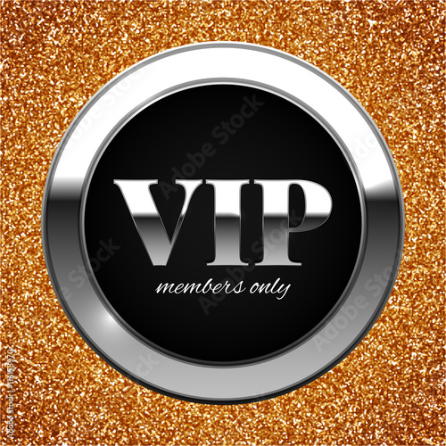 Gold and silver VIP vector illustration on shiny glitter background