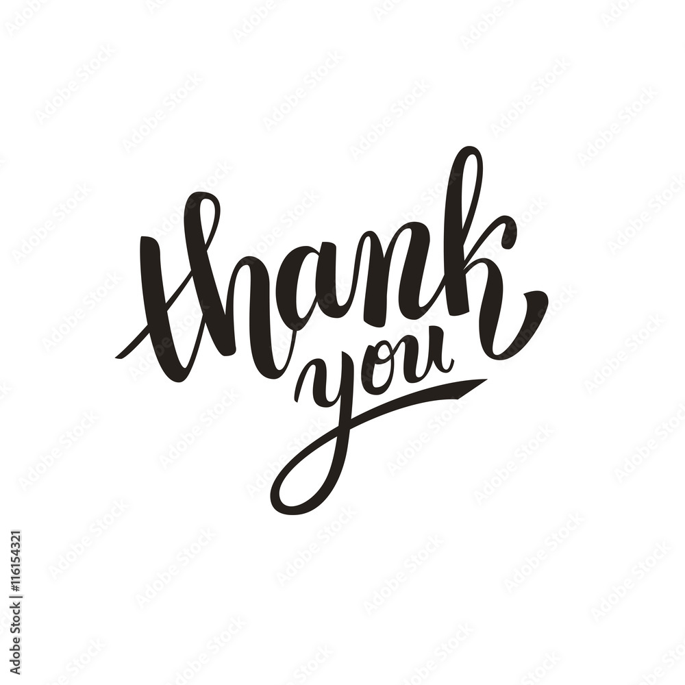 Thank you handwritten vector illustration, dark brush pen lettering ...