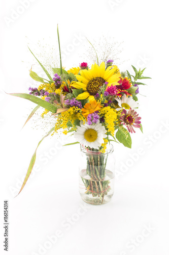 Fototapeta Naklejka Na Ścianę i Meble -  Fresh Bouquet of Summer Flowers Isolated no White