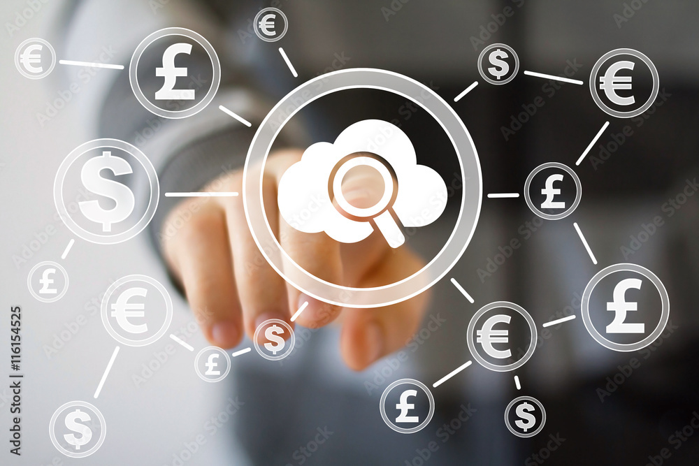 Business button search cloud magnifier loupe currency Business button search cloud magnifier loupe currency