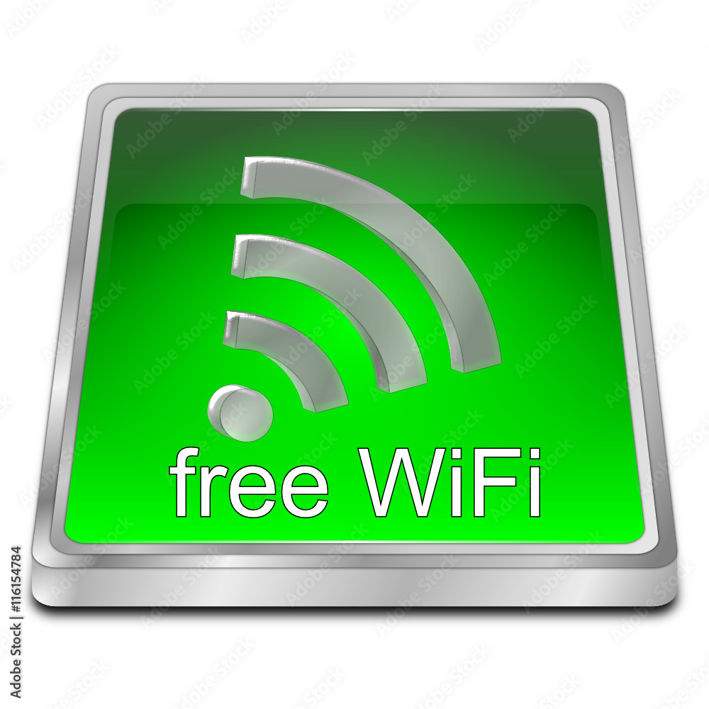 free wireless WiFi button - 3D illustration free wireless WiFi button - 3D illustration