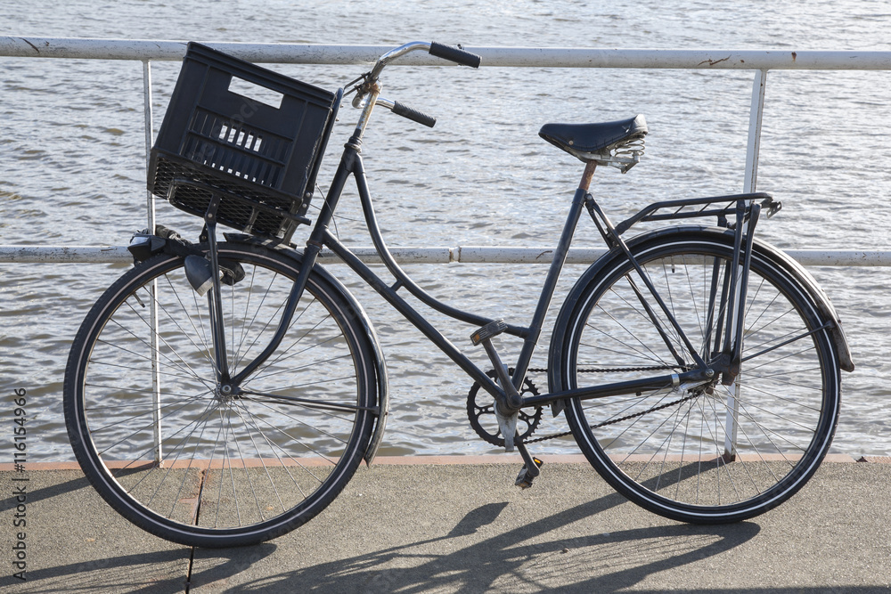 Bike at Oosterdok Canal Port; Amsterdam;