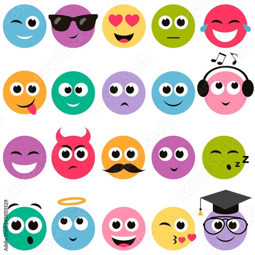 colorful smiley faces set