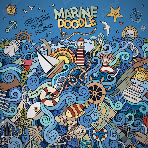 Doodles marine nautical vector border