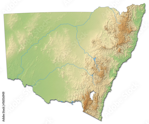 Foto Relief map - New South Wales (Australia) - 3D-Rendering