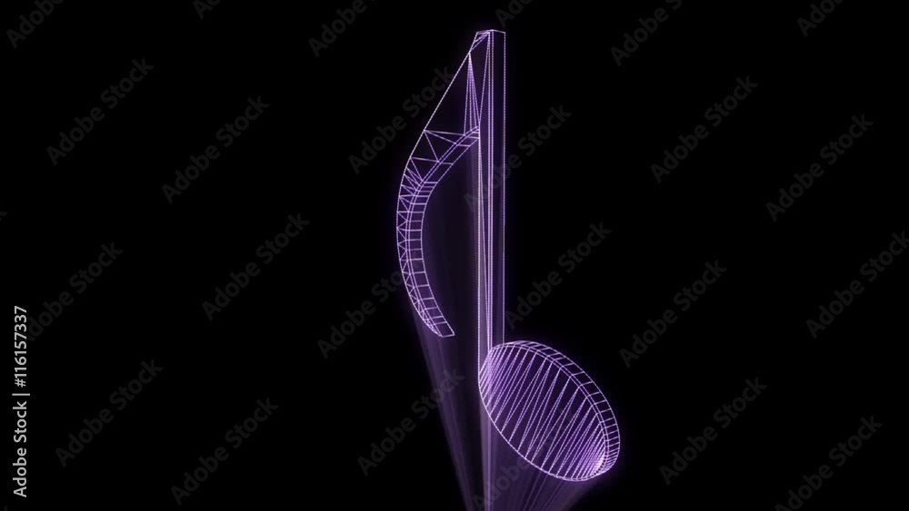 3D Music Note in Wireframe Hologram Style. Nice 3D Rendering
3D Music Note in Wireframe Hologram Style. Nice 3D Rendering