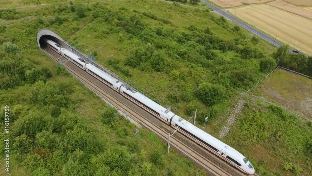 Railraod track and tunnel - aerial view
