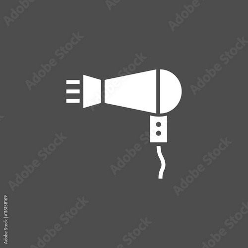 Icono de secador de pelo sobre fondo oscuro