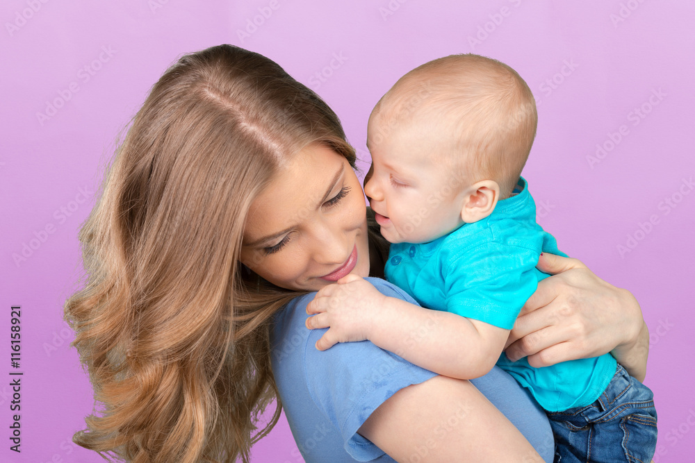 Happy young mother and her son