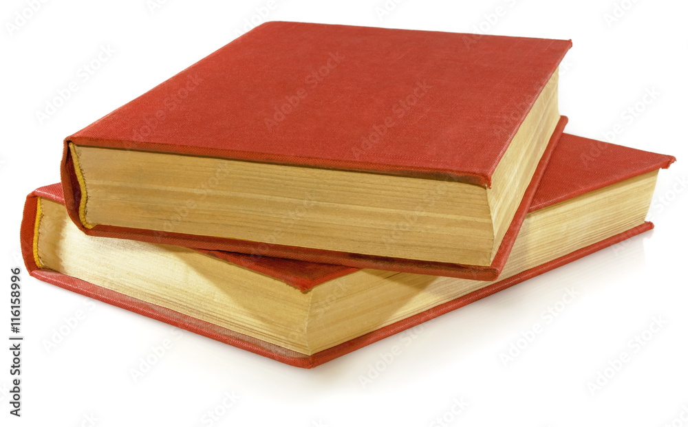 Two red book isolated on white on white background. Two red book isolated on white on white background.