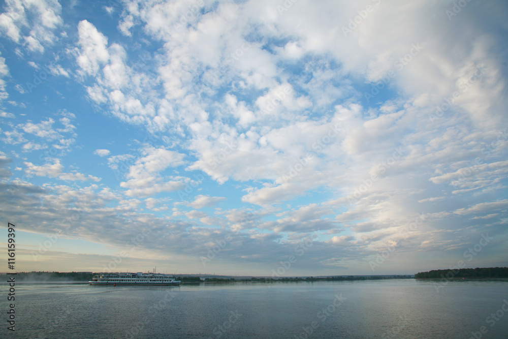 Fototapeta premium sunset over the river