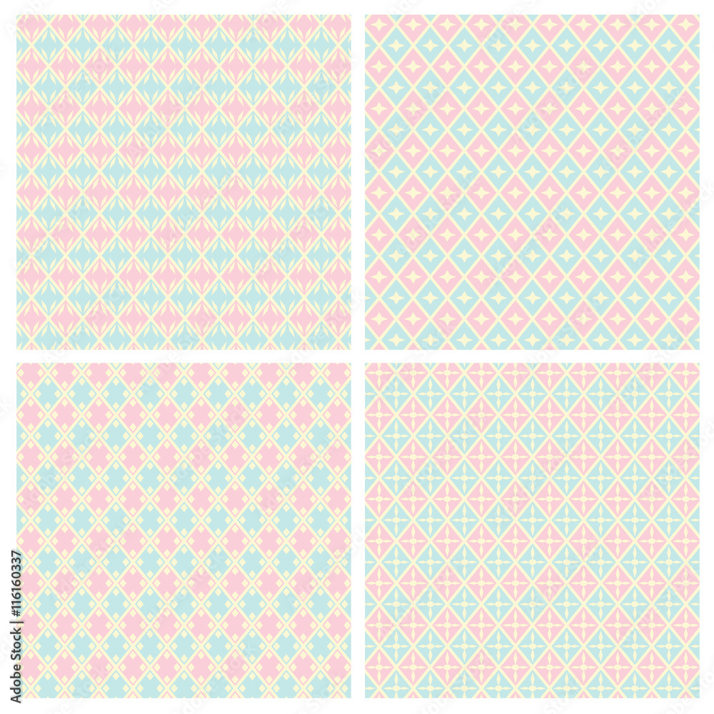 Pastel Diamond Shape Seamless Patterns