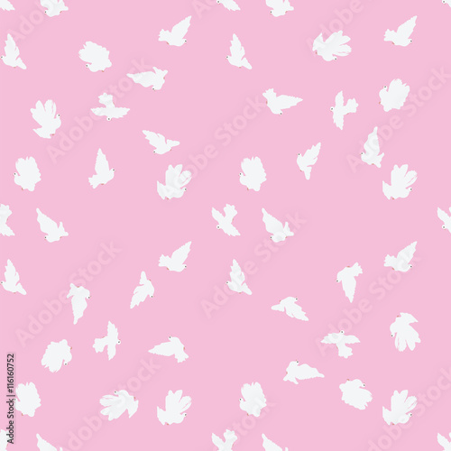 Wallpaper Mural Doves soaring romantic soft spring summer pink background pattern vector Torontodigital.ca