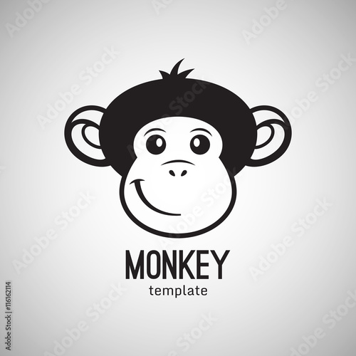 Funny monkey face, New Year 2016, vector illustration logo design