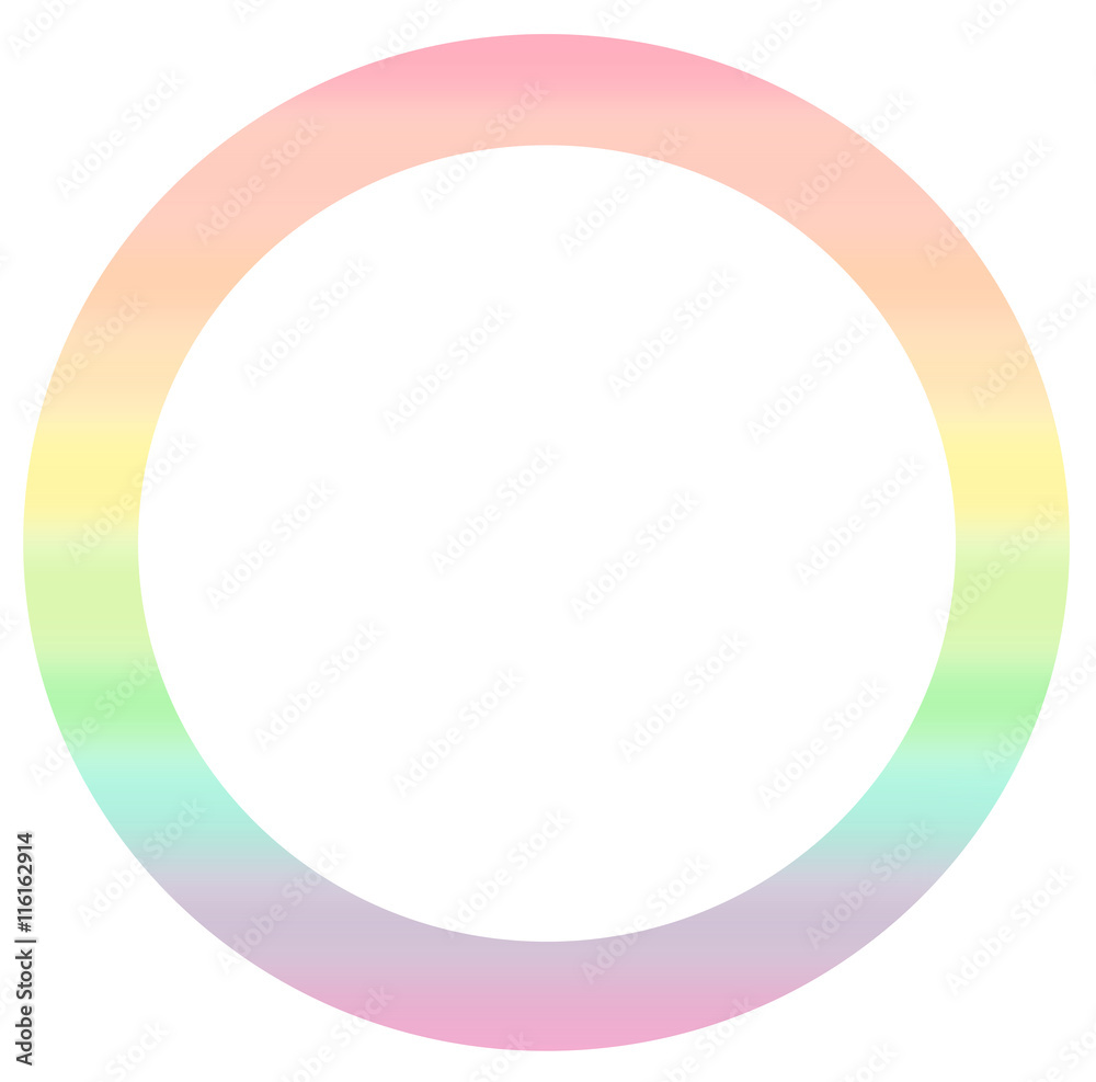 cute colorful watercolor rainbow circle frame illustration