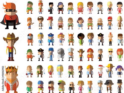 Different people professions characters set in flat style