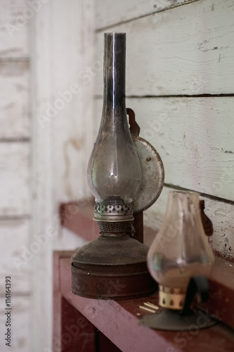 Vintage kerosene lamp and candle holder