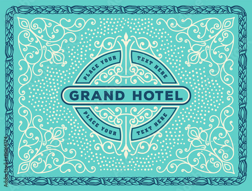 Baroque card with logo. Elements layered