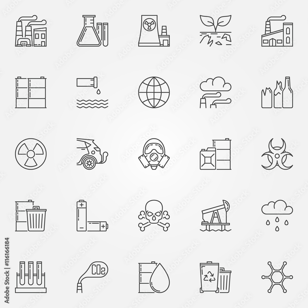 Fototapeta premium Pollution icons set