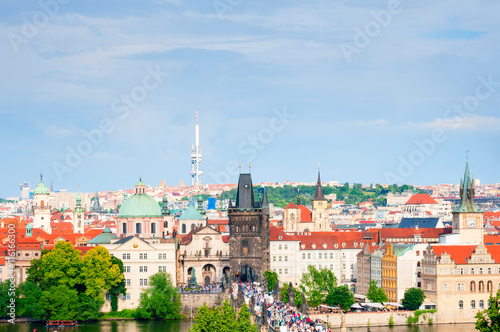 City landscape with Charles bridge in Prague © unclepodger