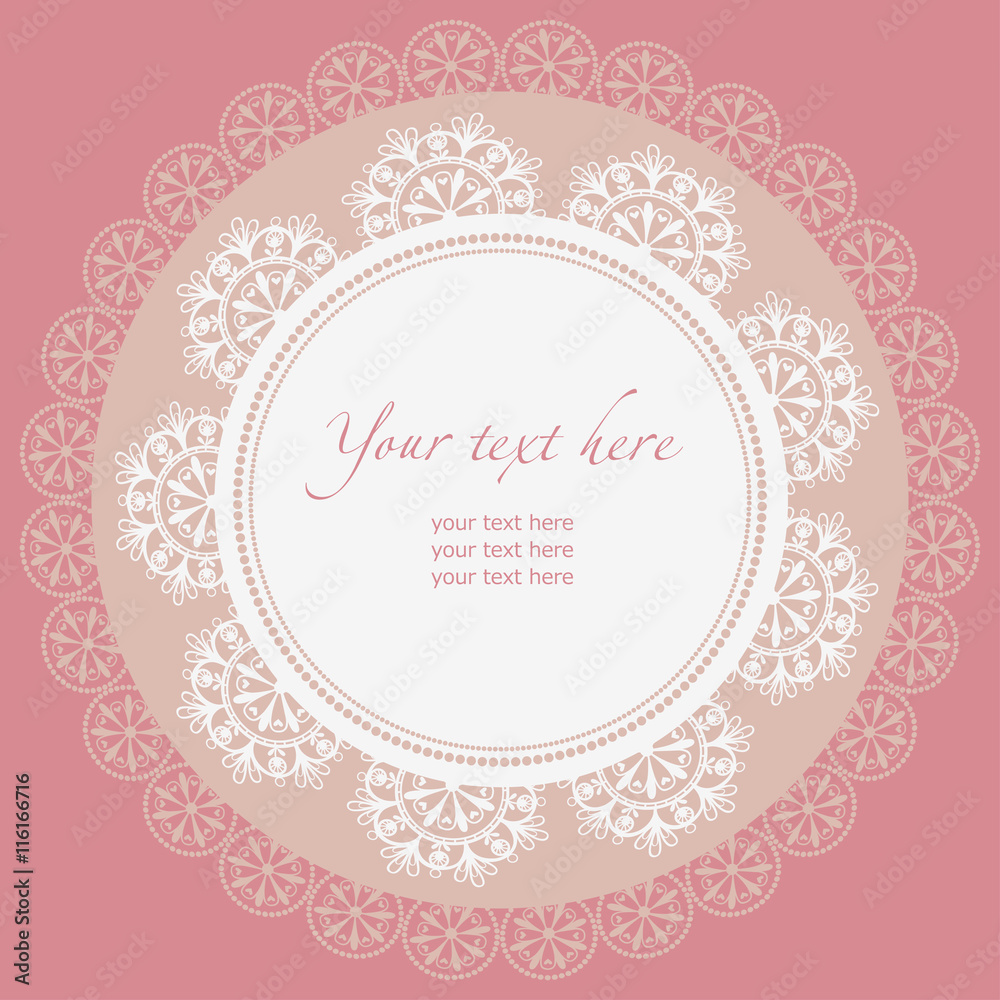 Lace frame. Ornamental round lace pattern, circle background. Lace frame. Ornamental round lace pattern, circle background.