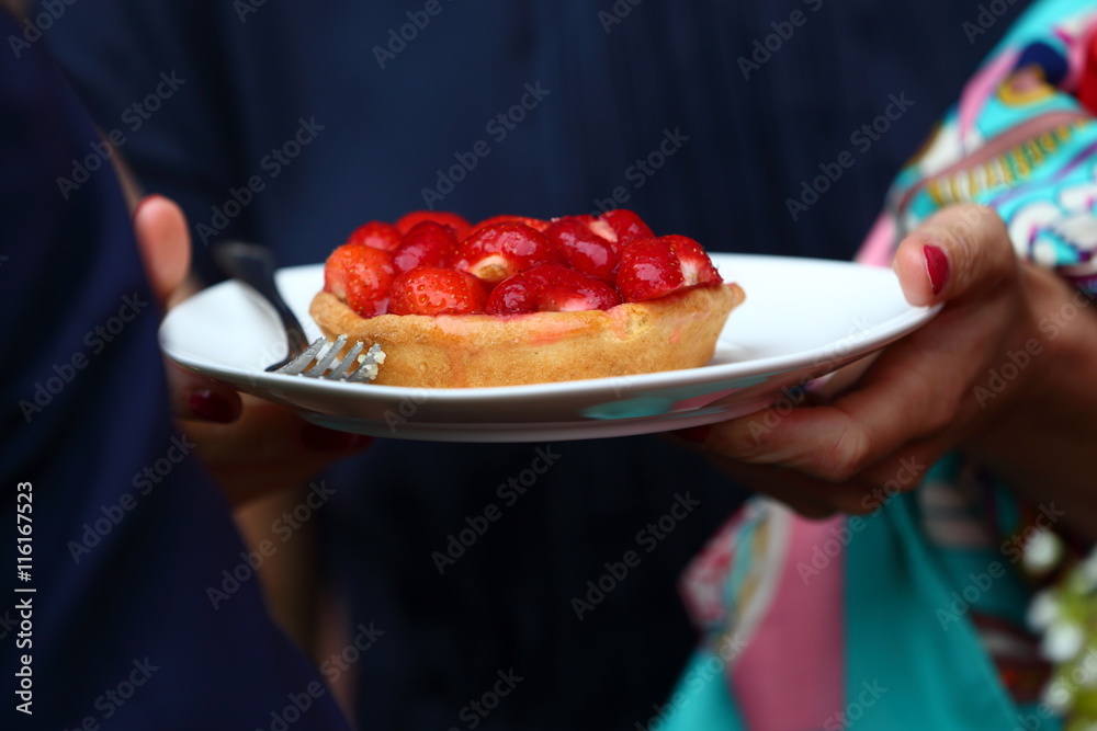 pastry/ strawberry pastry on a plate