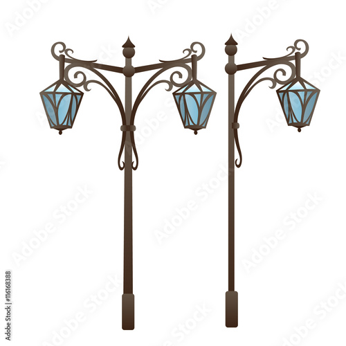 City street vintage lantern, vector isolated